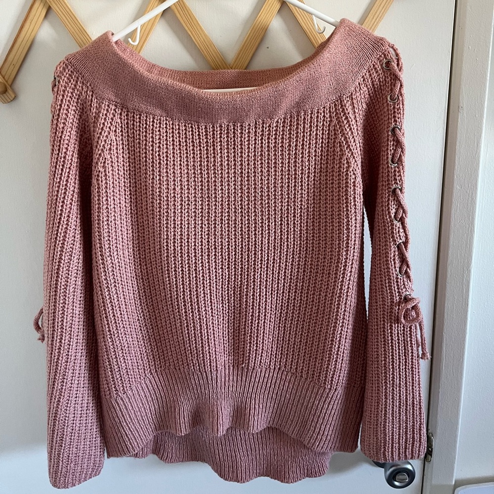 Dusty Pink/Blush Off The Shoulder Sweater